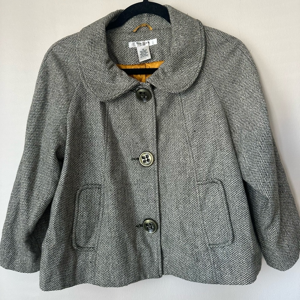 Grey Viscose and Wool pea coat with collar